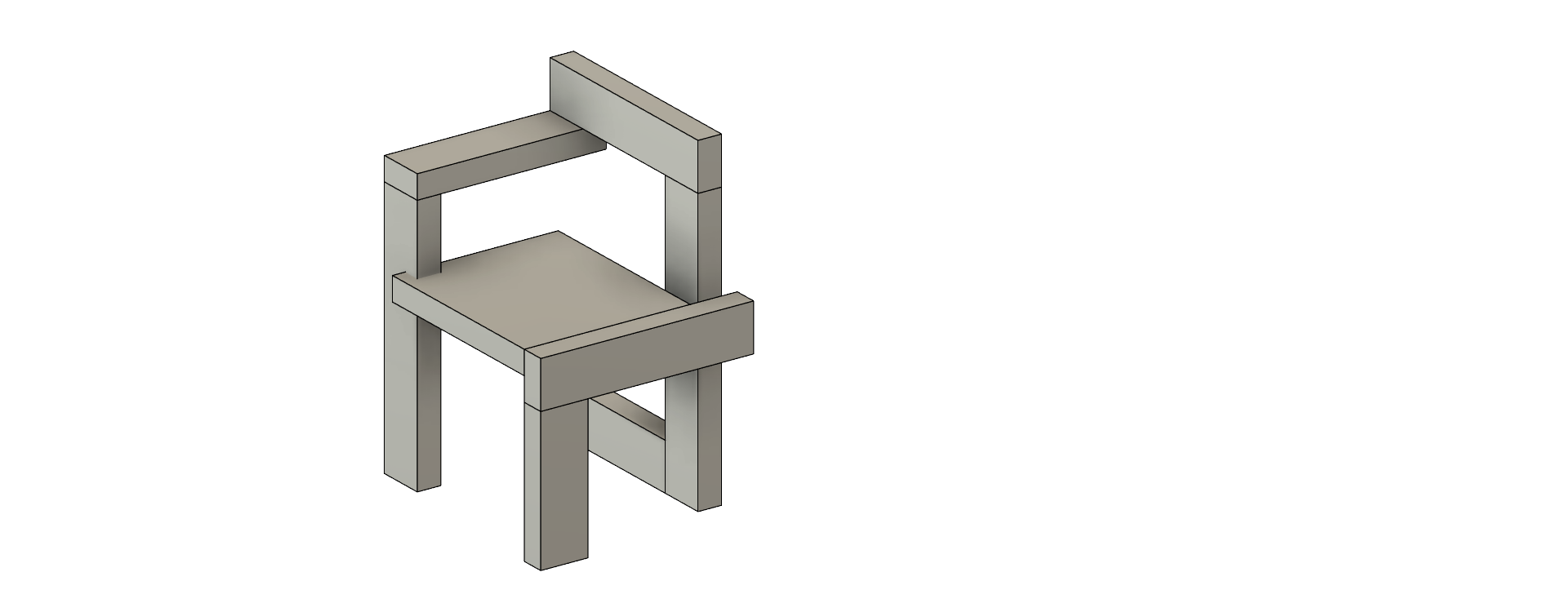 immagine del modello di sedia realizzato con fusion 360.