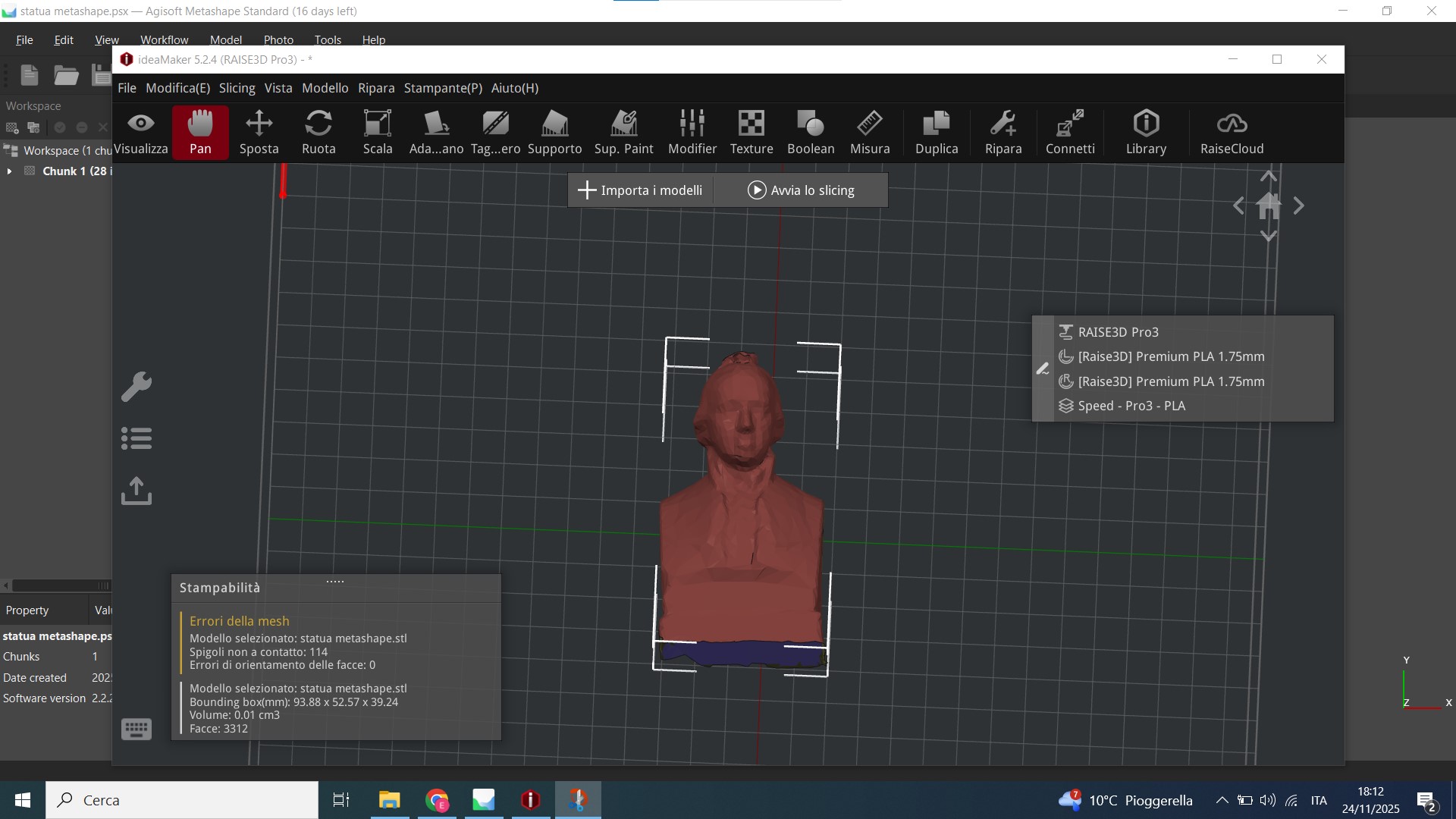 modello prima della riparazione