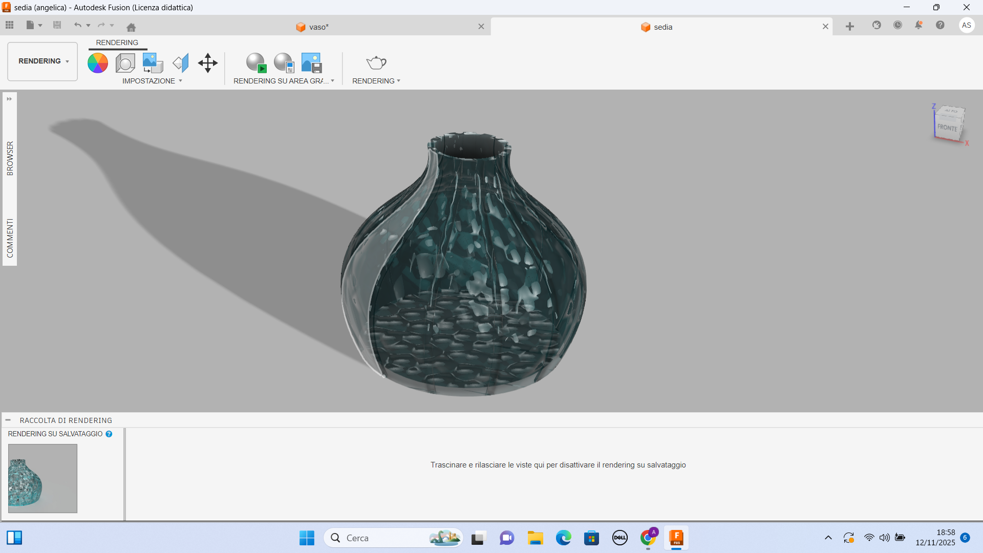 ho avuto problemi con internet e non riesco a salvare il rendering le ho inviato lo screenshot, spero di risolvere il problema al più presto.