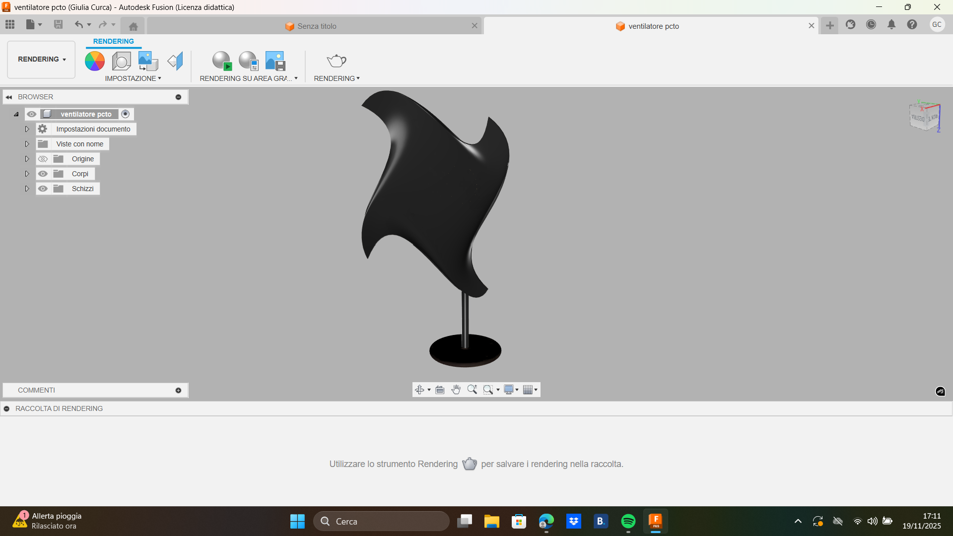 Ventilatore pcto con aggiunta di render