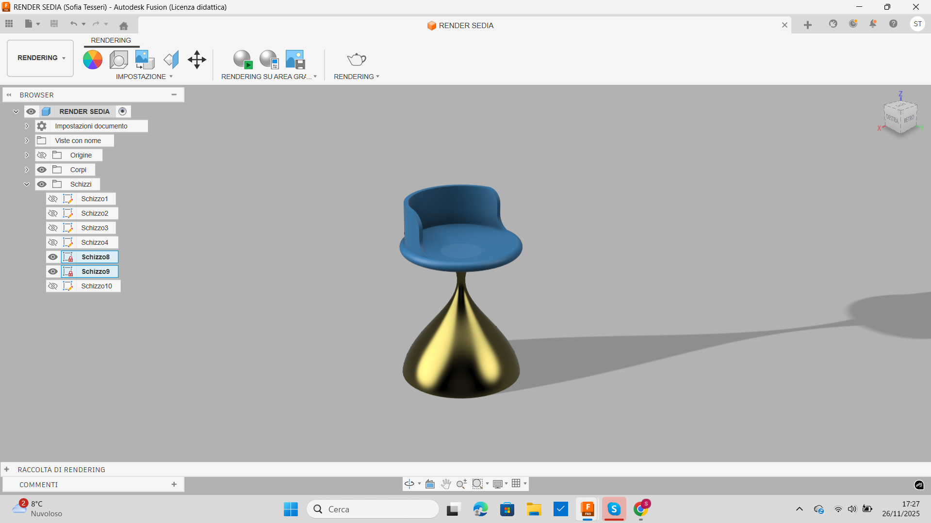 Avendo problemi nel salvare il render, mando lo screenshot.