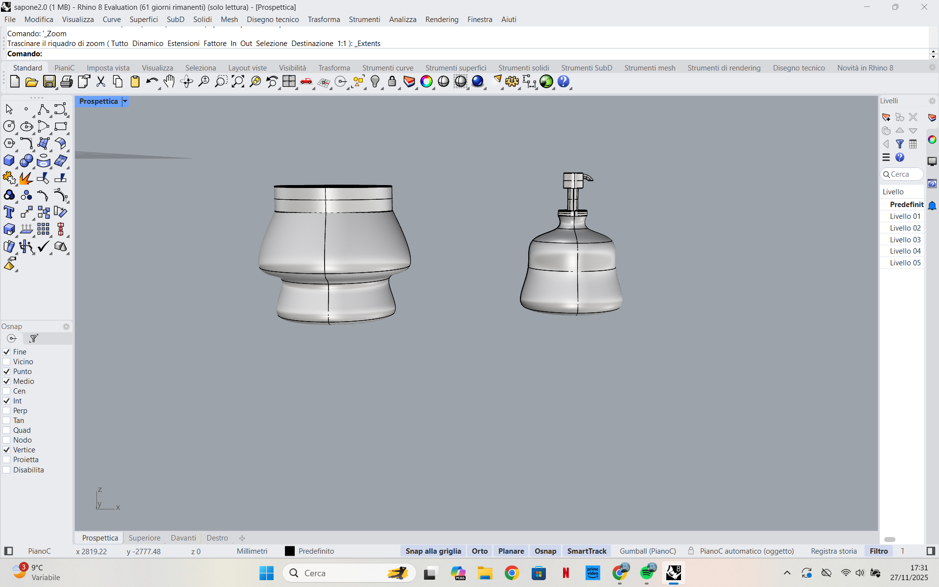 screenshot del lavoro