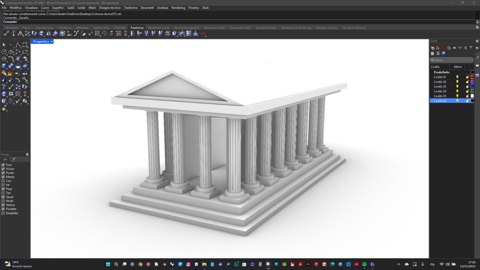 Screen del modello del templio