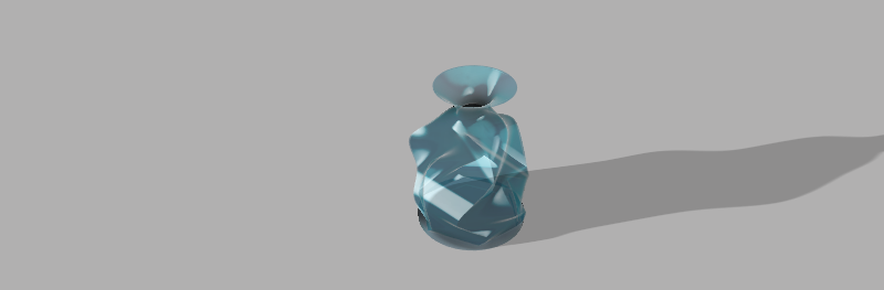 foto rendering del vaso, in vetro azzurro.