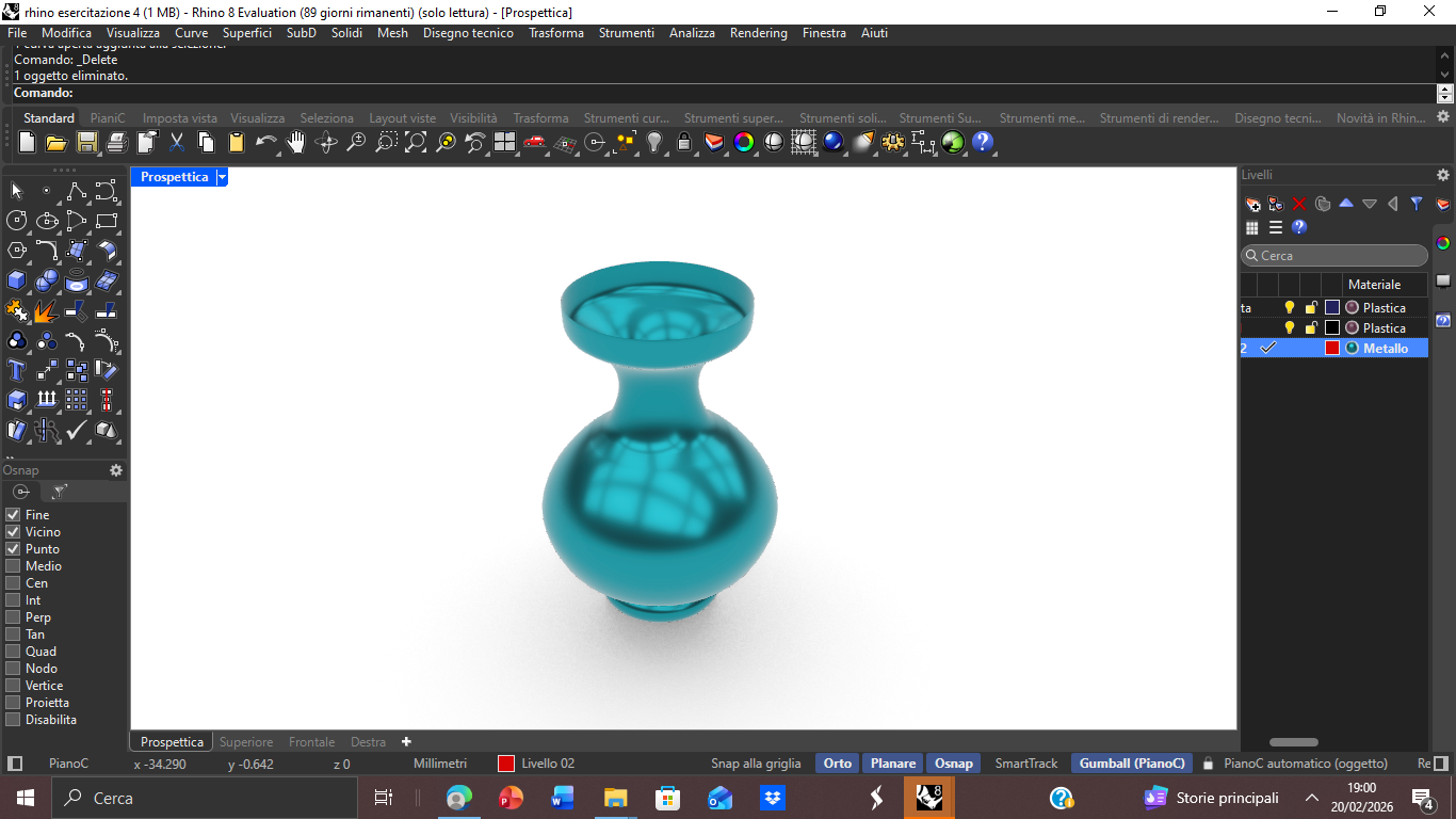 Vaso relizzato su rhino.