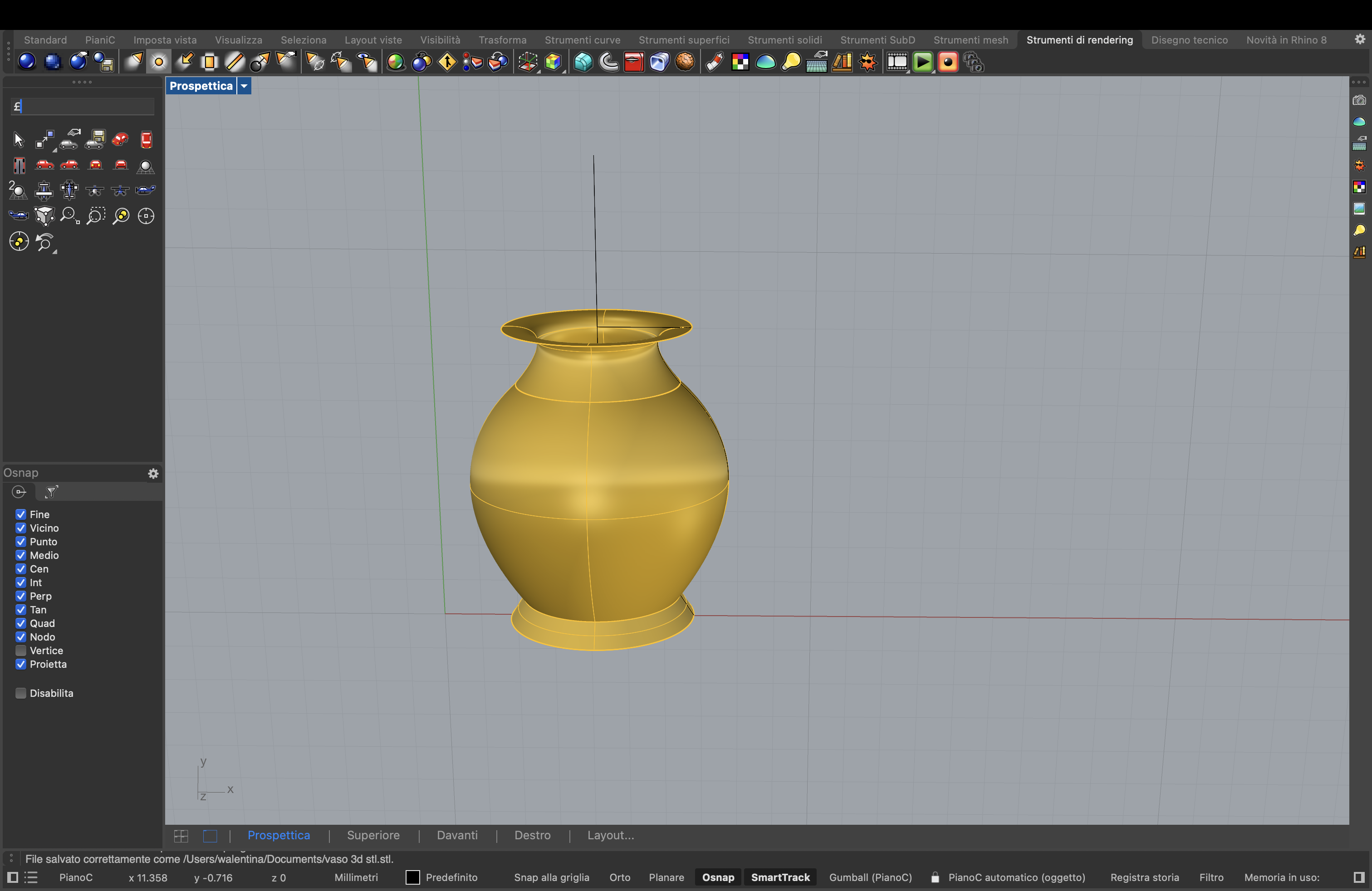 vaso fatto a mano libera, con il comando di rivoluzione 