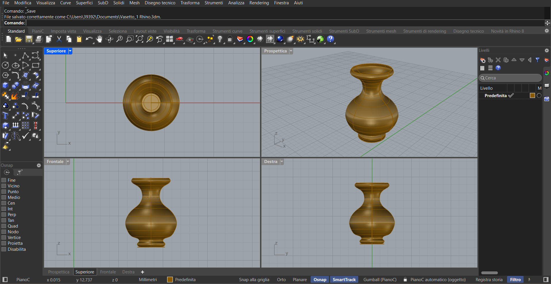 Screenshot del esercizio