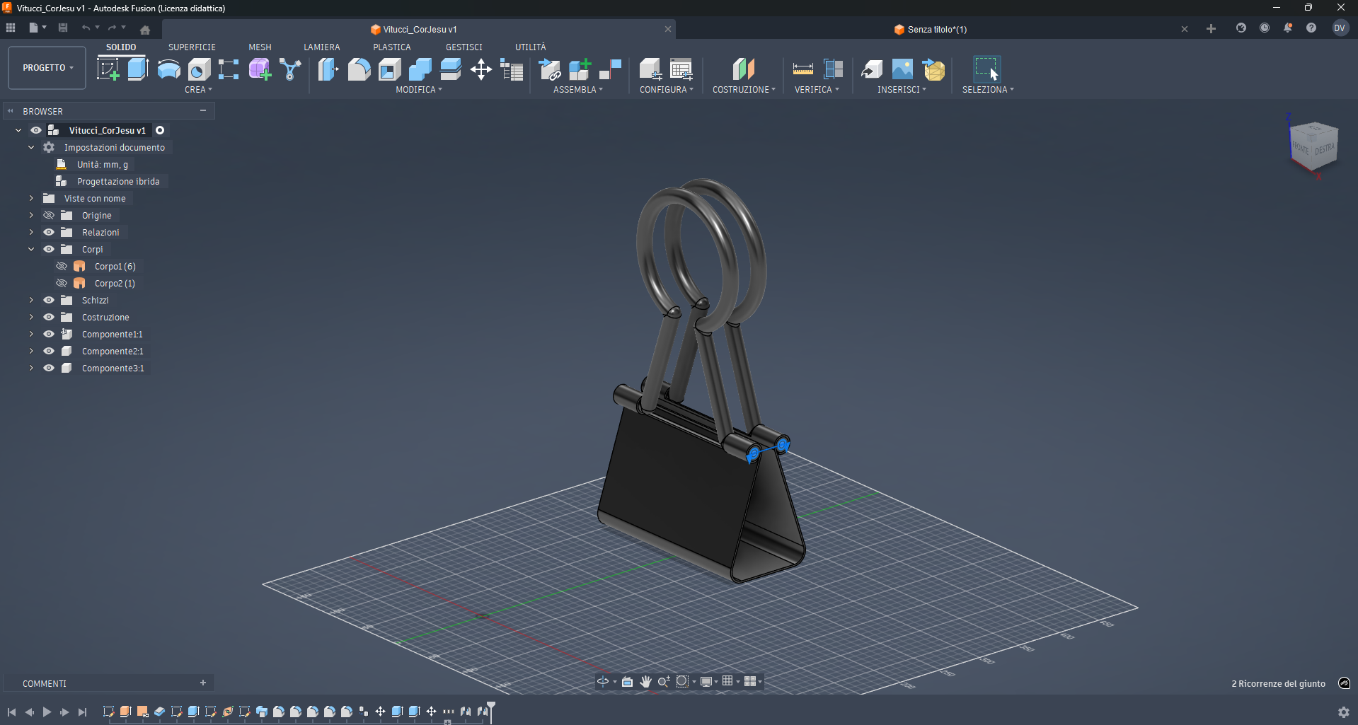 screenshot modello 3d clip Fusion360