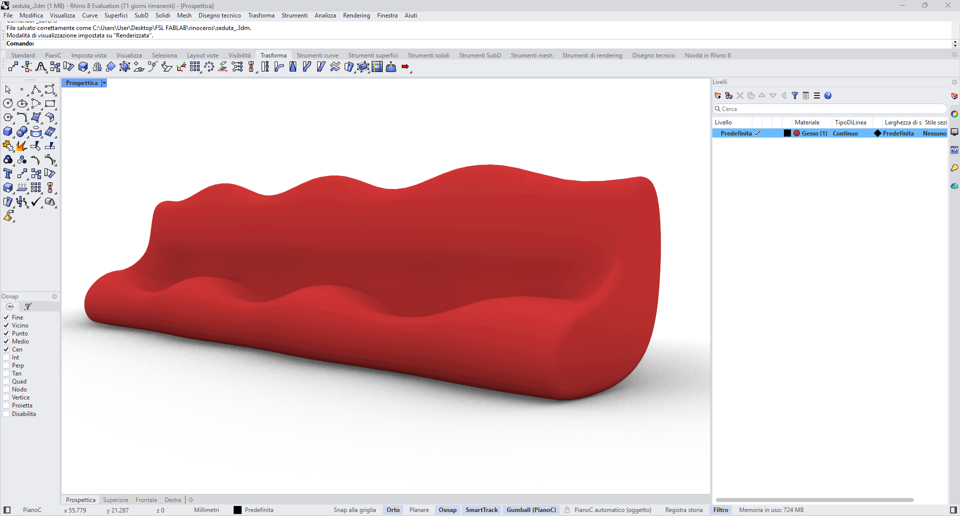 screenshot render seduta rhinoceros