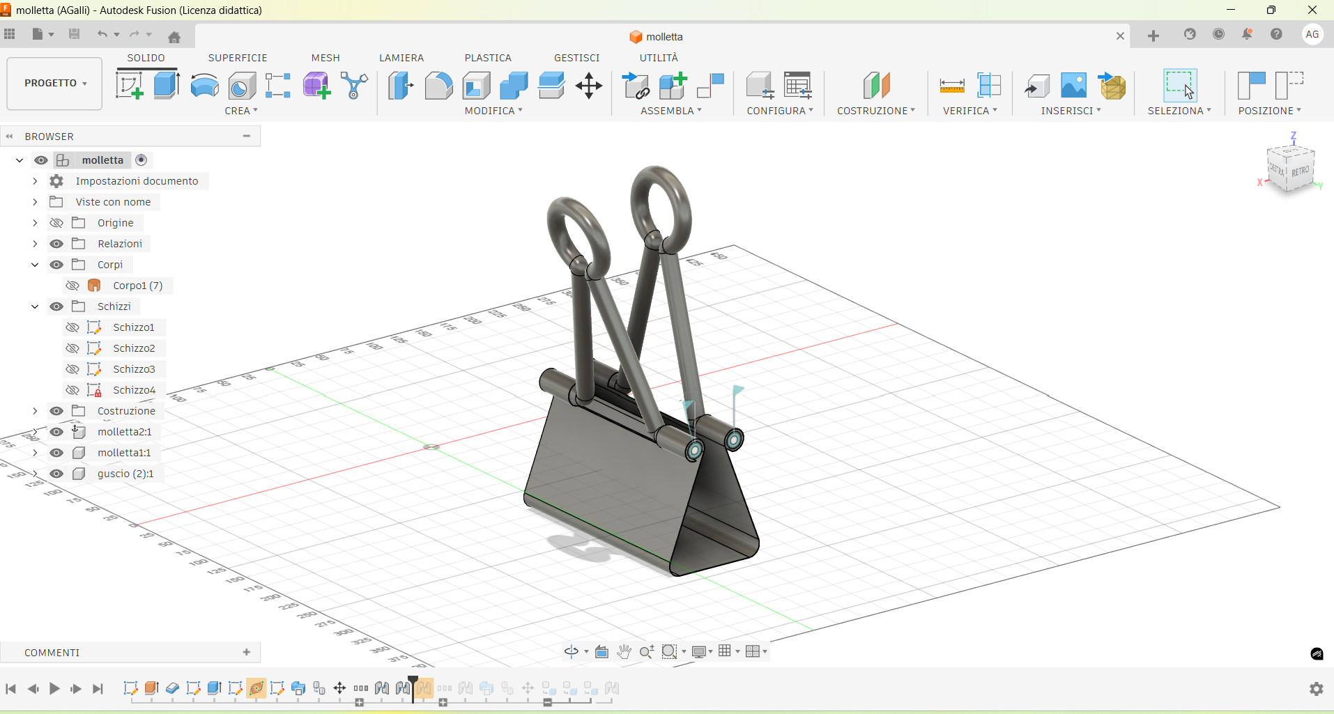 molletta con meccanismo completata