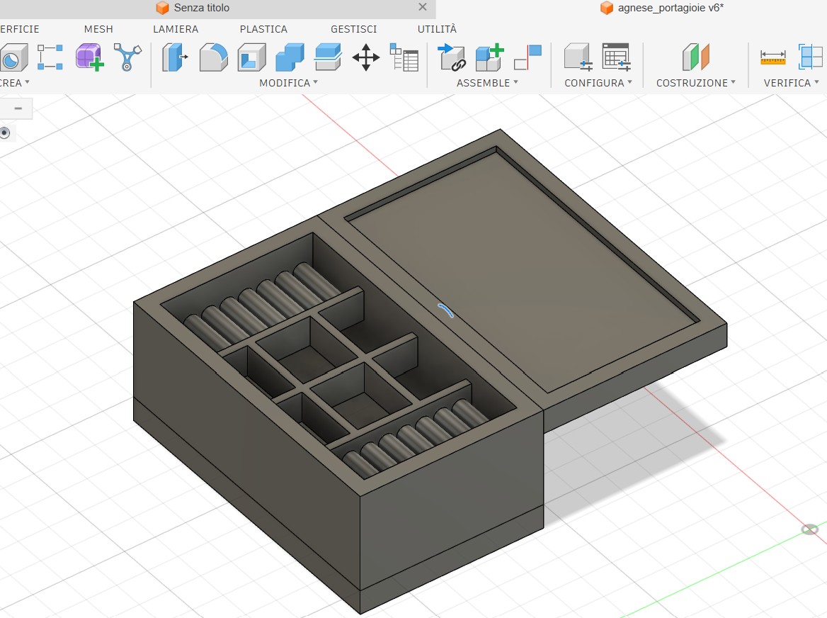 costruzione modello - spostamento cassetto e rotazione coperchio - render